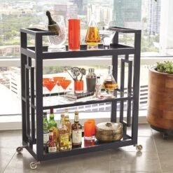 Grid Block Bar Cart-Ink -Online Home Decor 2492 2
