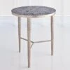 Hammered End Table-Antique Nickel W/Grey Marble