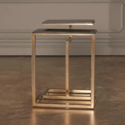 Set Of 2-C Nesting Tables-Brass 21 Set Of 2-C Nesting Tables-Brass -Online Home Decor 26941