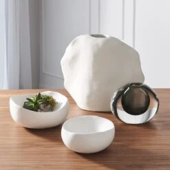 Organic Round Bowls - Matte White -Online Home Decor 26964