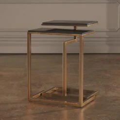 Set Of 2-C Nesting Tables-Brass 24 Set Of 2-C Nesting Tables-Brass -Online Home Decor 26975