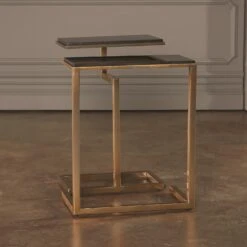 Set Of 2-C Nesting Tables-Brass 25 Set Of 2-C Nesting Tables-Brass -Online Home Decor 26983