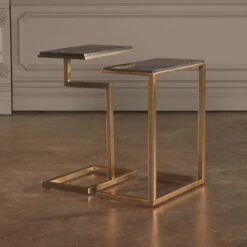 Set Of 2-C Nesting Tables-Brass 26 Set Of 2-C Nesting Tables-Brass -Online Home Decor 26989
