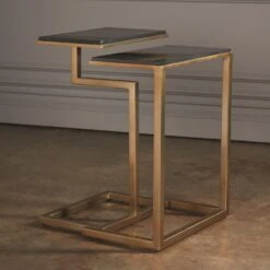 Set Of 2-C Nesting Tables-Brass 27 Set Of 2-C Nesting Tables-Brass -Online Home Decor 26991