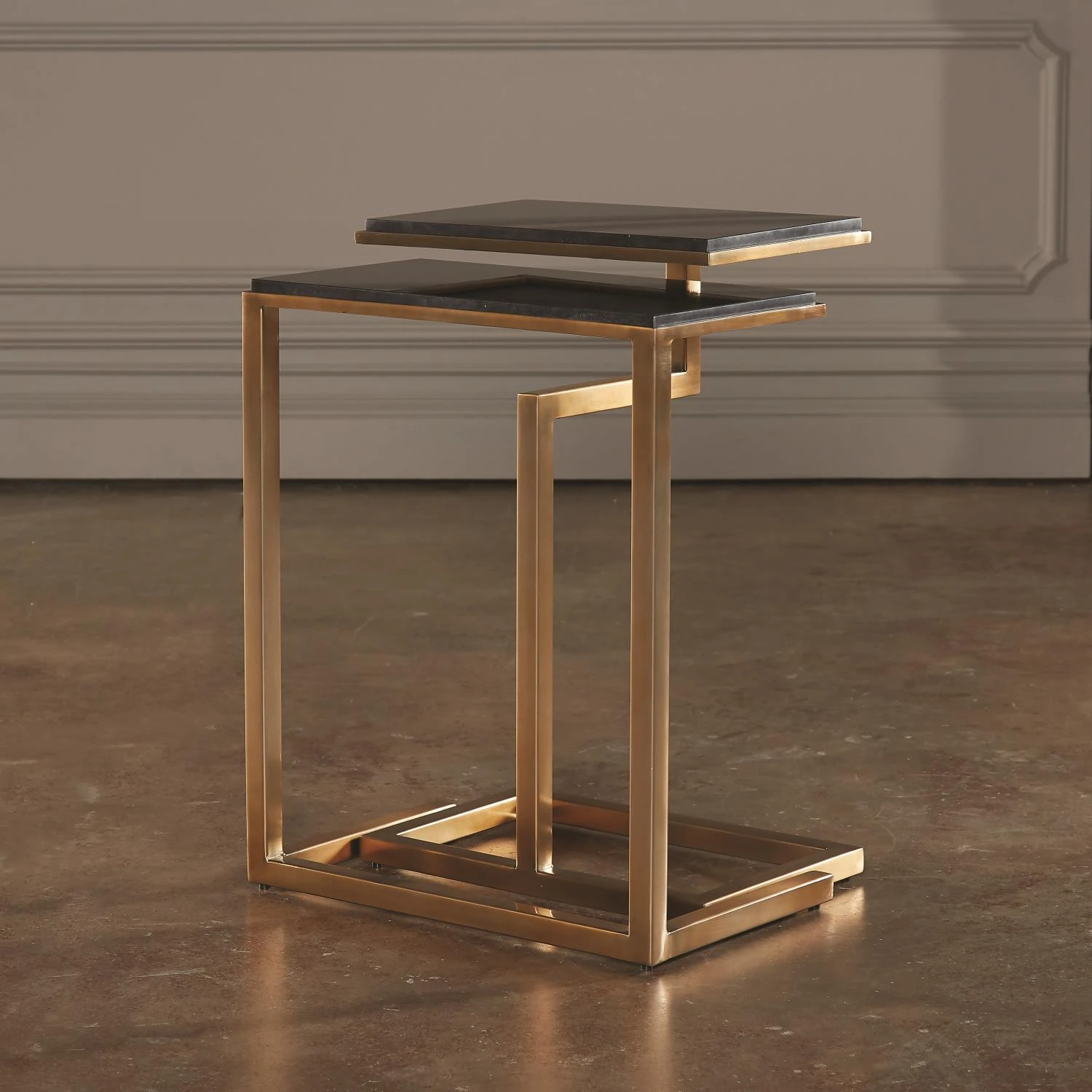 Set Of 2-C Nesting Tables-Brass 4 Set Of 2-C Nesting Tables-Brass - Image 2