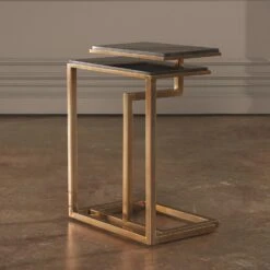 Set Of 2-C Nesting Tables-Brass 18 Set Of 2-C Nesting Tables-Brass -Online Home Decor 27000