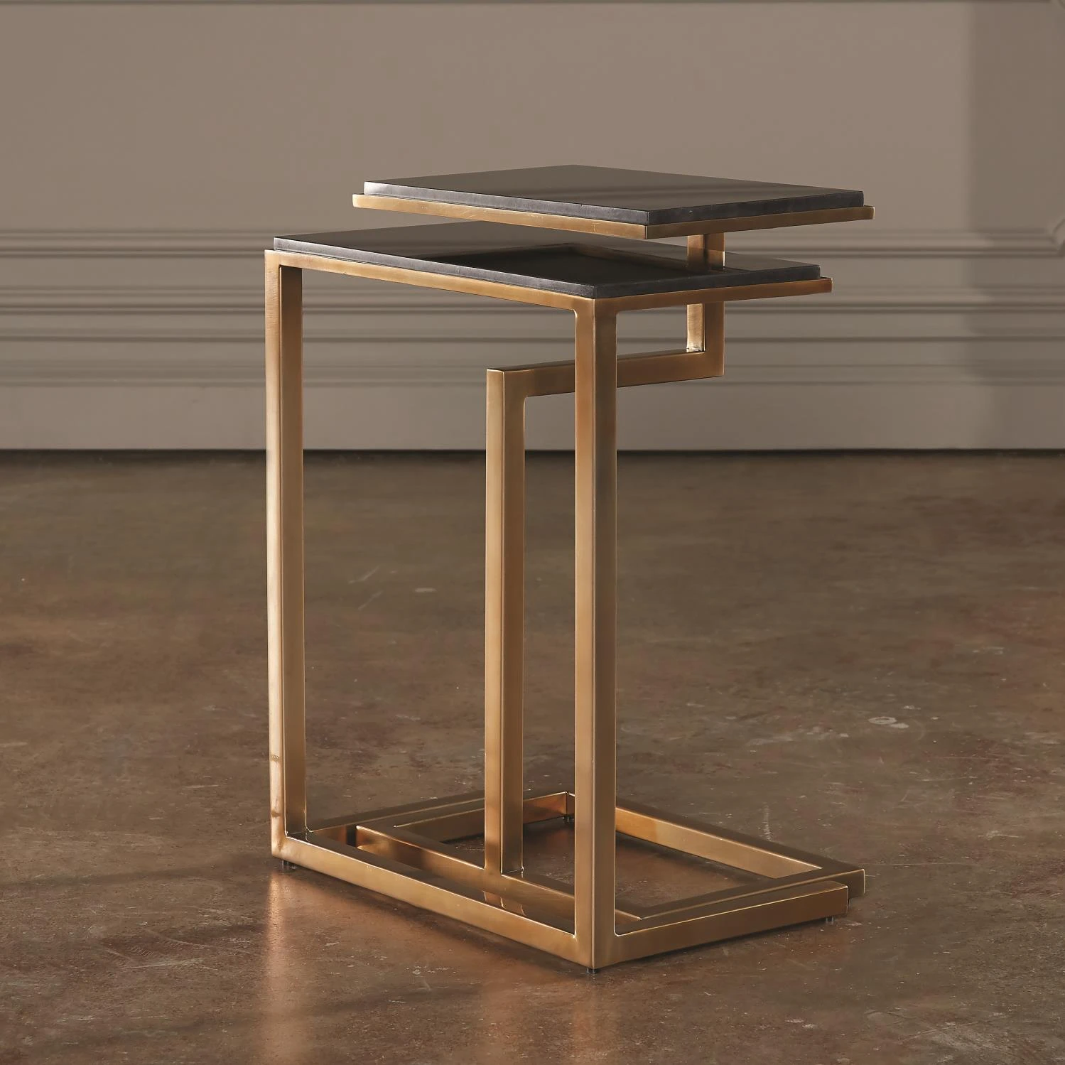 Set Of 2-C Nesting Tables-Brass 6 Set Of 2-C Nesting Tables-Brass - Image 4