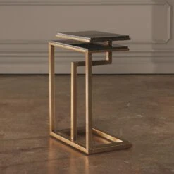 Set Of 2-C Nesting Tables-Brass 19 Set Of 2-C Nesting Tables-Brass -Online Home Decor 27005
