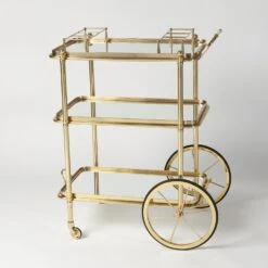 English Bar Cart And Tea Trolley-Brass -Online Home Decor 27947
