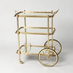 English Bar Cart And Tea Trolley-Brass -Online Home Decor 27976
