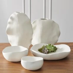 Organic Round Bowls - Matte White -Online Home Decor 28081