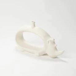Rhino Vase-Matte White -Online Home Decor 28192