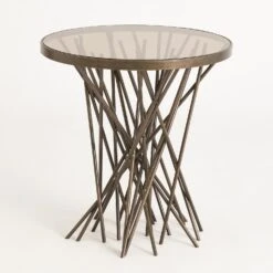 Stix Side Table W/Bronze Glass-Forest Black