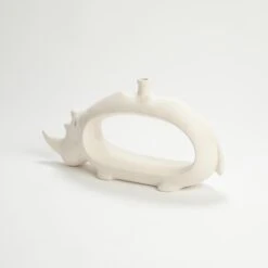 Rhino Vase-Matte White -Online Home Decor 30666