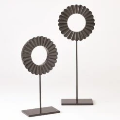 One Layer Horn Scalloped Mounted Rings-Black -Online Home Decor 30713