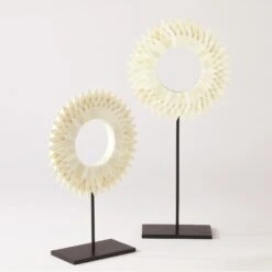 Three Layer Bone Sunburst Mounted Rings-White 12 Three Layer Bone Sunburst Mounted Rings-White -Online Home Decor 30800