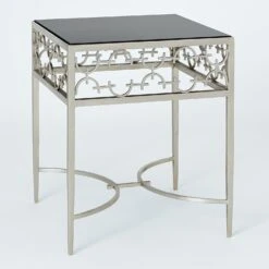 C-Fret Side Table-Silver