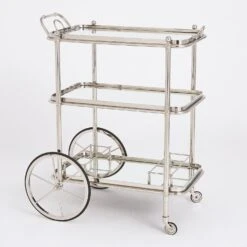 English Bar Cart And Tea Trolley-Nickel