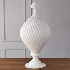 Grande Swirl Jar-Matte White -Online Home Decor 35040