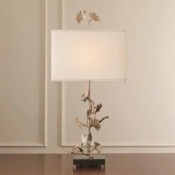 Ginkgo Table Lamp-Nickel -Online Home Decor 35427