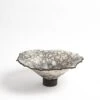 Crackled Footed Bowl-Black Raku -Online Home Decor 35945