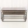 S/3 Sand Casted Nesting Cocktail Tables-Black Frame W/Nickel Top -Online Home Decor 36046