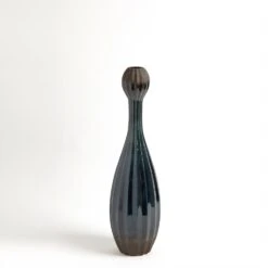 Vertical Strié Vessel--Deep Sea -Online Home Decor 36067