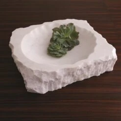 Chiseled Block Bowl-White Marble -Online Home Decor 36346