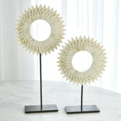Three Layer Bone Sunburst Mounted Rings-White 15 Three Layer Bone Sunburst Mounted Rings-White -Online Home Decor 37669