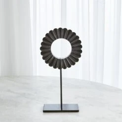 One Layer Horn Scalloped Mounted Rings-Black -Online Home Decor 37691