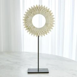 Three Layer Bone Sunburst Mounted Rings-White 16 Three Layer Bone Sunburst Mounted Rings-White -Online Home Decor 37723