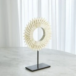 Three Layer Bone Sunburst Mounted Rings-White 19 Three Layer Bone Sunburst Mounted Rings-White -Online Home Decor 37724