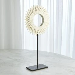 Three Layer Bone Sunburst Mounted Rings-White 17 Three Layer Bone Sunburst Mounted Rings-White -Online Home Decor 37787