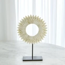 Three Layer Bone Sunburst Mounted Rings-White 18 Three Layer Bone Sunburst Mounted Rings-White -Online Home Decor 37813