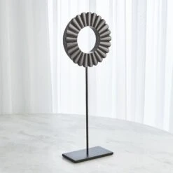 One Layer Horn Scalloped Mounted Rings-Black -Online Home Decor 37831