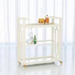Grid Block Bar Cart-White 7 Grid Block Bar Cart-White -Online Home Decor 37873