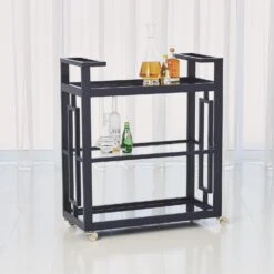 Grid Block Bar Cart-Ink -Online Home Decor 37881