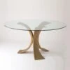 Lotus Dining Table W/48" Glass Top-Antique Gold/Br