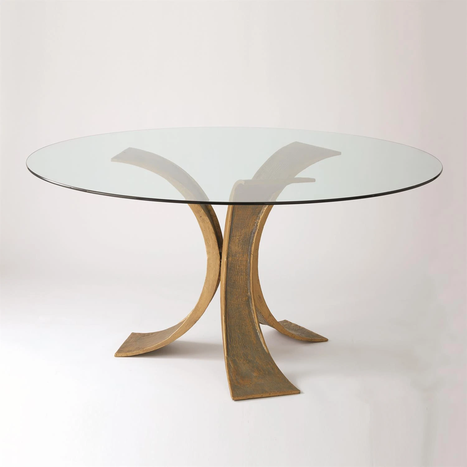 Lotus Dining Table W/48" Glass Top-Antique Gold/Br 3 Lotus Dining Table W/48" Glass Top-Antique Gold/Br