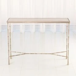Spike Console-Antique Nickel W/White Marble 6 Spike Console-Antique Nickel W/White Marble -Online Home Decor 38134