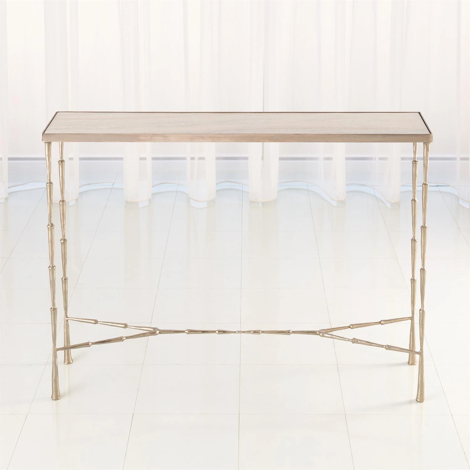 Spike Console-Antique Nickel W/White Marble 4 Spike Console-Antique Nickel W/White Marble - Image 2