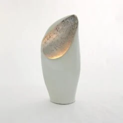 Cowl Lamp-White W/Silver Leaf 10 Cowl Lamp-White W/Silver Leaf -Online Home Decor 38699