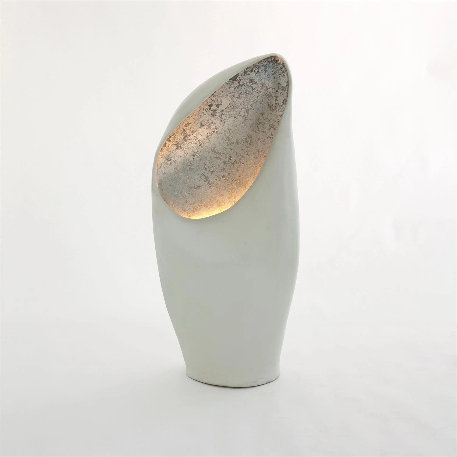 Cowl Lamp-White W/Silver Leaf 5 Cowl Lamp-White W/Silver Leaf - Image 3