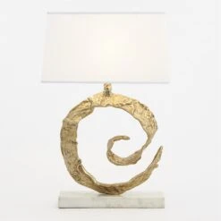 Swirl Lamp-Brass-White Marble