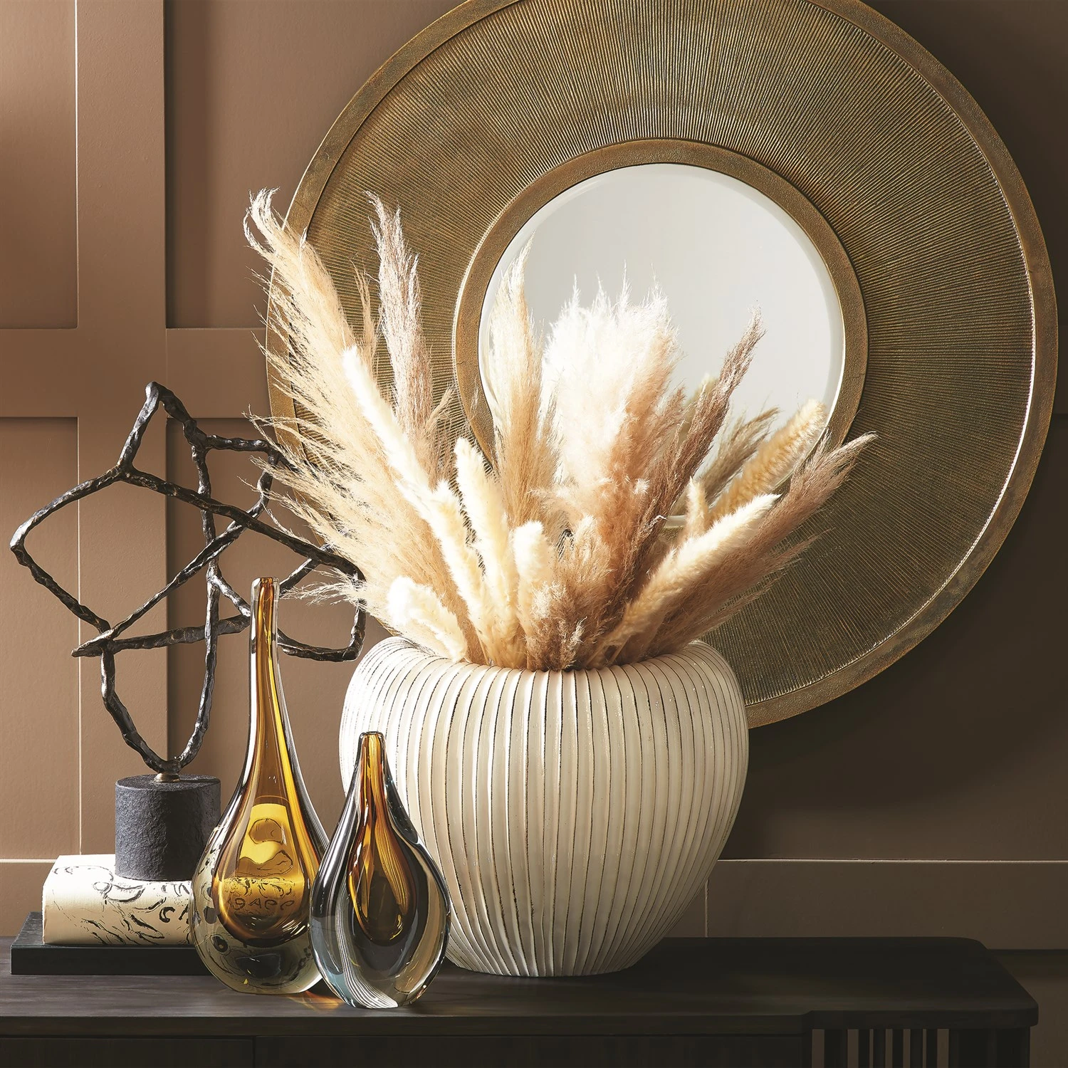 Baleen Vases-Ivory W/Brown Edges 5 Baleen Vases-Ivory W/Brown Edges - Image 3