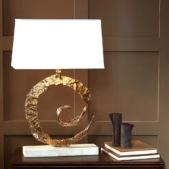 Swirl Lamp-Brass-White Marble -Online Home Decor 50975