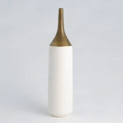 Two-Toned Vase-Gold/White -Online Home Decor 51135
