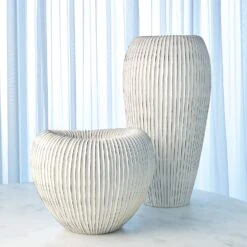 Baleen Vases-Ivory W/Brown Edges 22 Baleen Vases-Ivory W/Brown Edges -Online Home Decor 51182