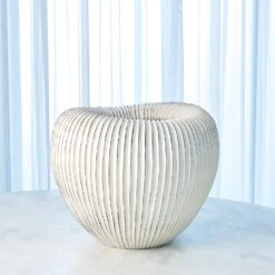 Baleen Vases-Ivory W/Brown Edges 24 Baleen Vases-Ivory W/Brown Edges -Online Home Decor 51183