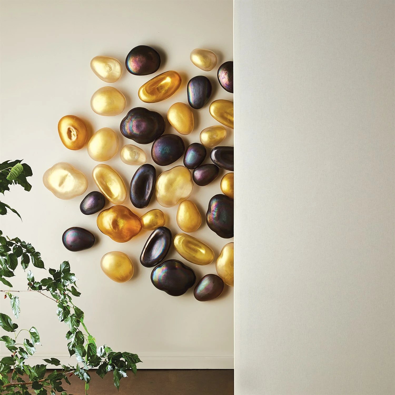 S/5 Glass Wall Gems-Clear W/Gold 5 S/5 Glass Wall Gems-Clear W/Gold - Image 3